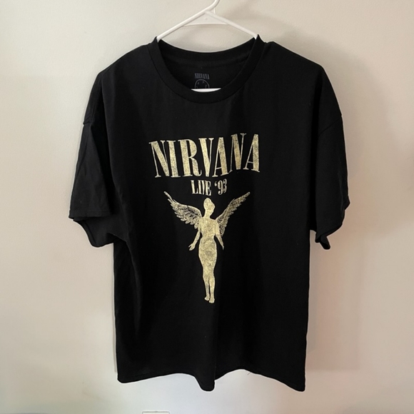 NIRVANA Tops - In Utero NIRVANA Live '93 Vintage Women's Black Oversized Crewneck T-Shirt